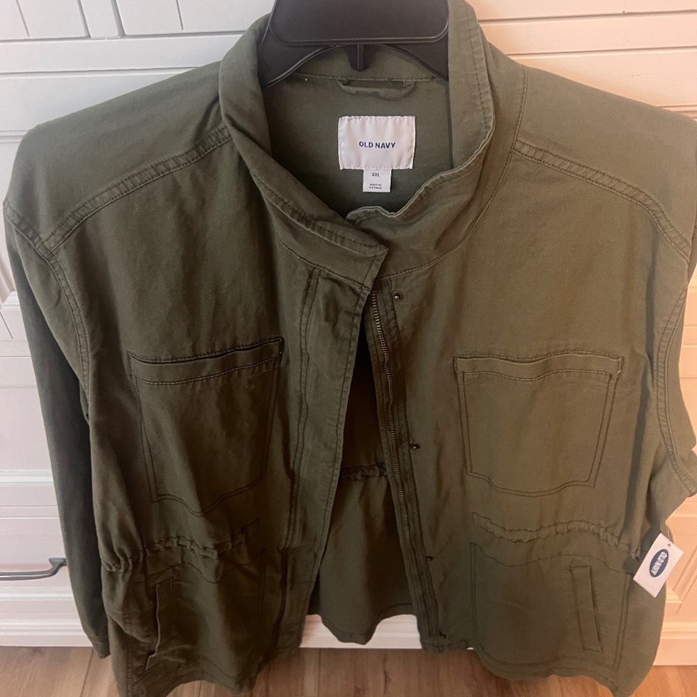 Old navy XXL utility jacket dark green NWT drawstring waist